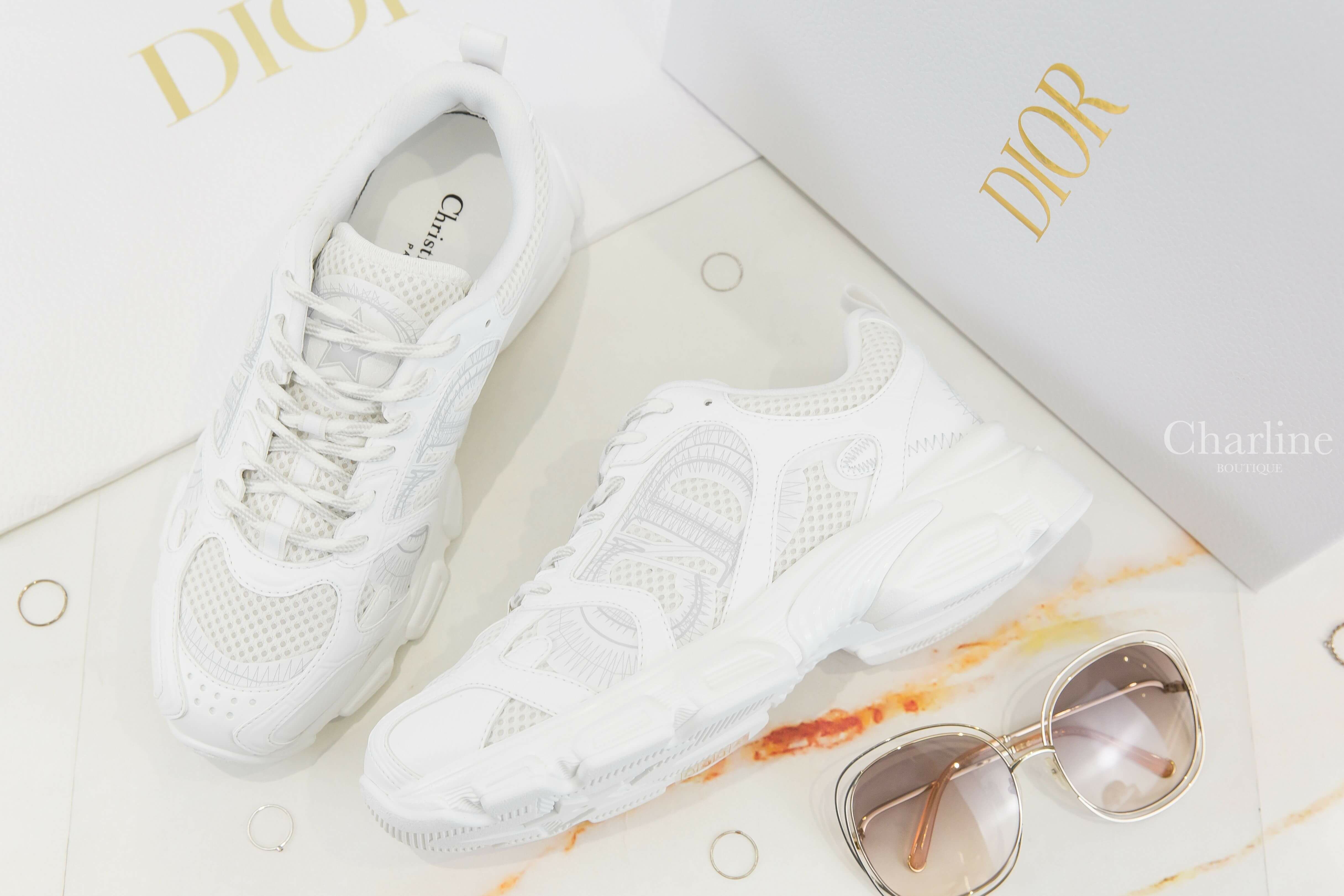 Dior Dior Chrono Sneaker 白色CD網眼拼小牛皮運動鞋-Charline Boutique 精品代購
