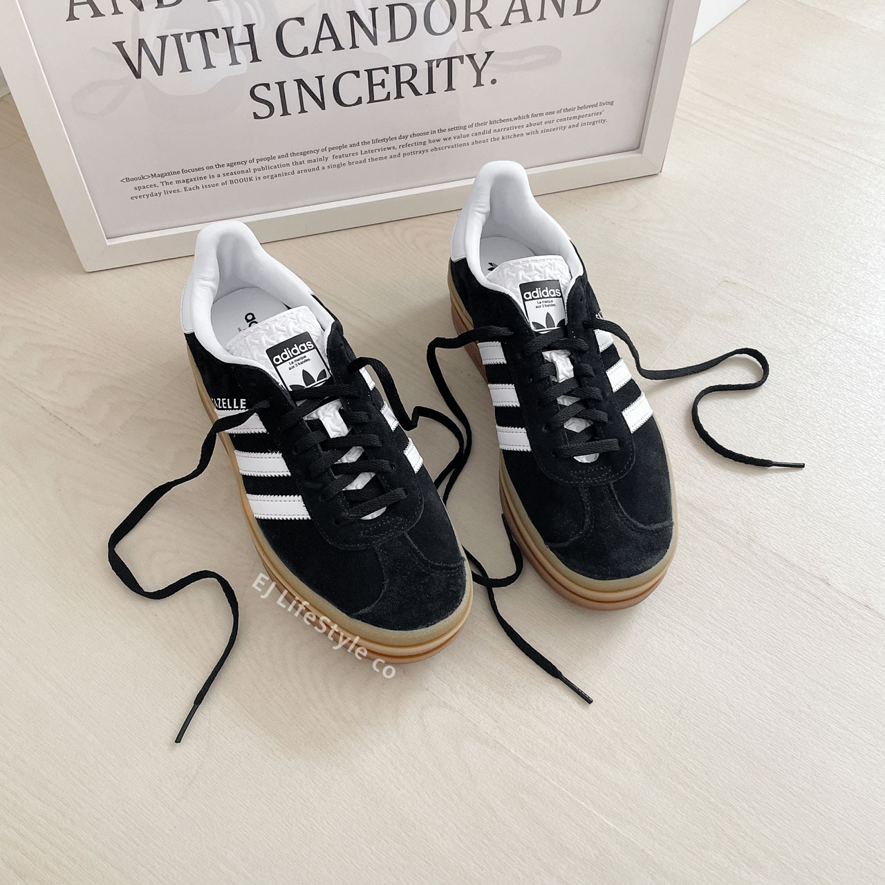 ADIDAS GAZELLE BOLD 黑色 黑白 仿皮革 麂皮 解構 增高 厚底 女鞋 IE0876 / 調貨