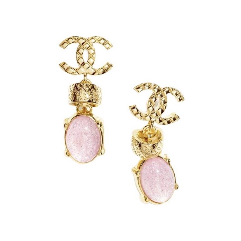 CHANEL 24P 雙C吊墜 寶石 耳環