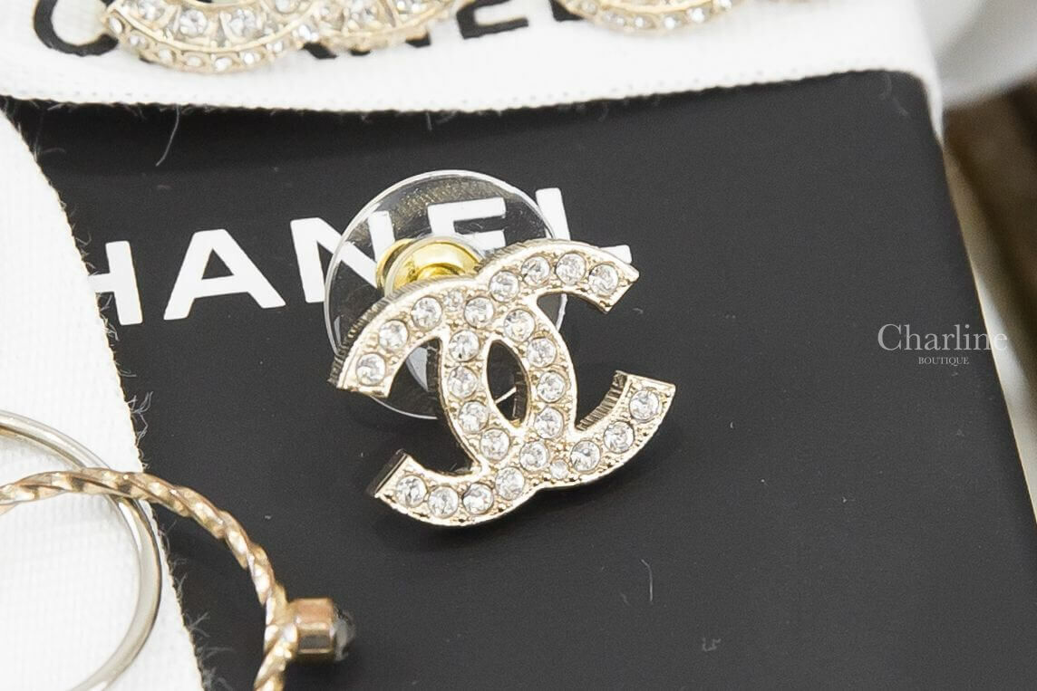Chanel Earrings 金色水鑽CC耳環