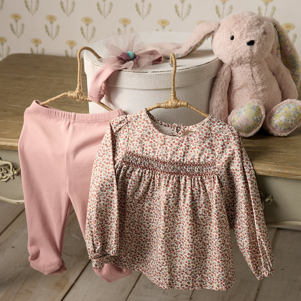 PIPPY甜美碎花純棉套裝3件組禮盒 玫瑰