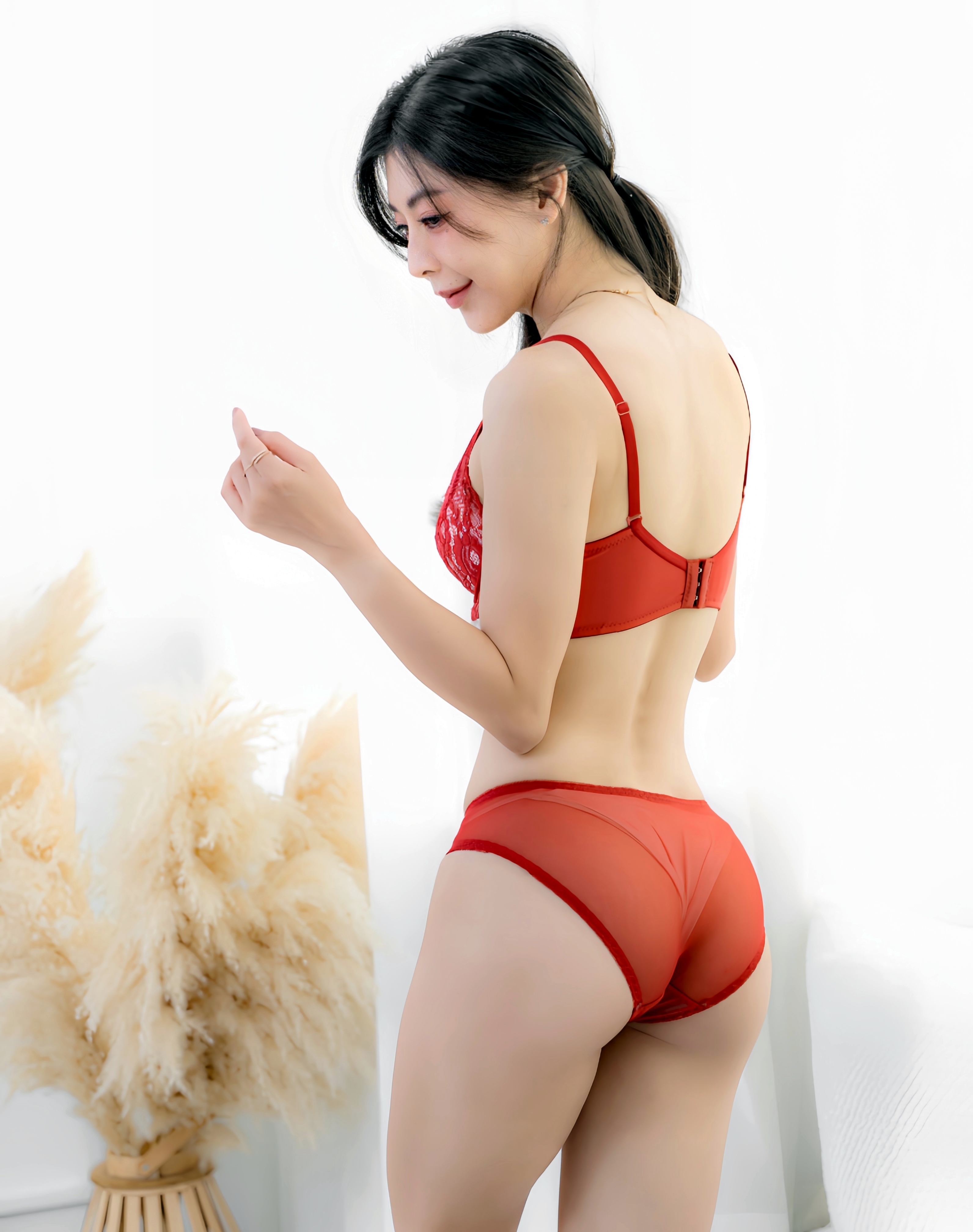romanc 柔軟無鋼圈調整型內衣套裝-性感紅(3色) (內衣+內褲)