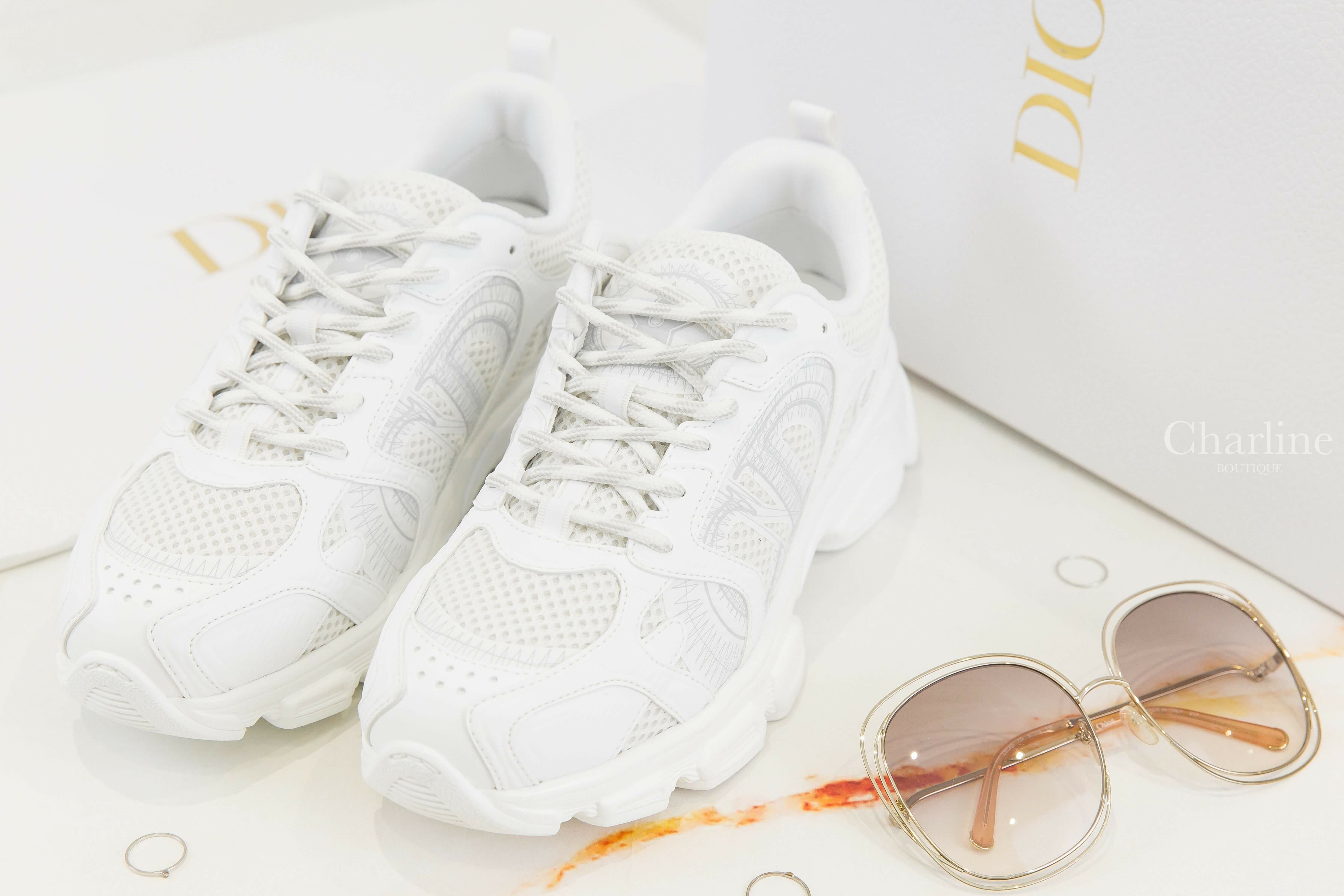 Dior Dior Chrono Sneaker 白色CD網眼拼小牛皮運動鞋-Charline Boutique 精品代購