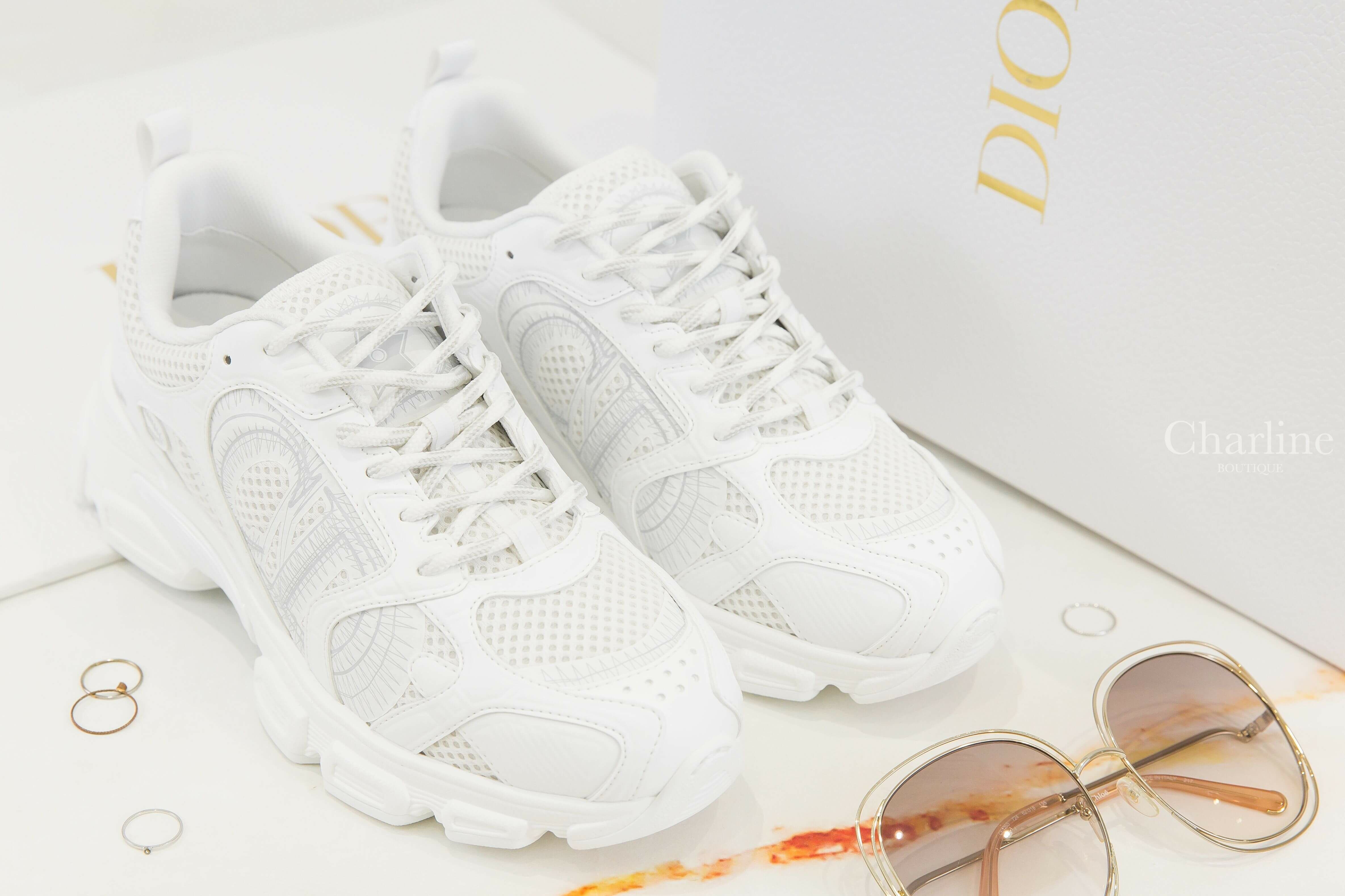 Dior Dior Chrono Sneaker 白色CD網眼拼小牛皮運動鞋