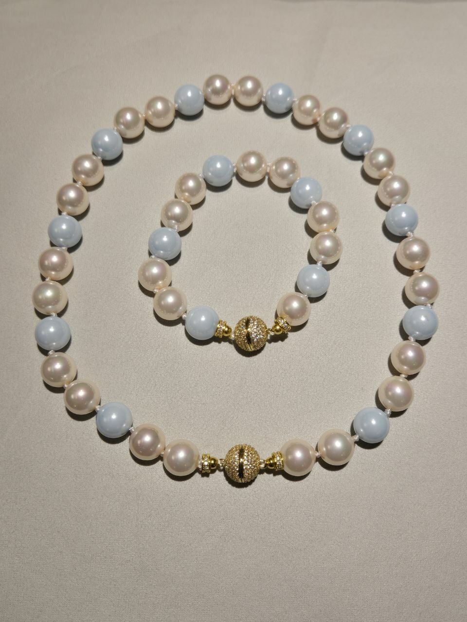 [S] GEMZ & CO NCJS SPAIN PEARLS/CRYSTALS JEWELLERY BABY BLUEPINK, NC-N005 (Z74)