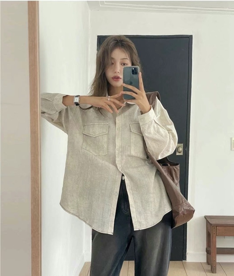 簡約車線雙口袋襯衫