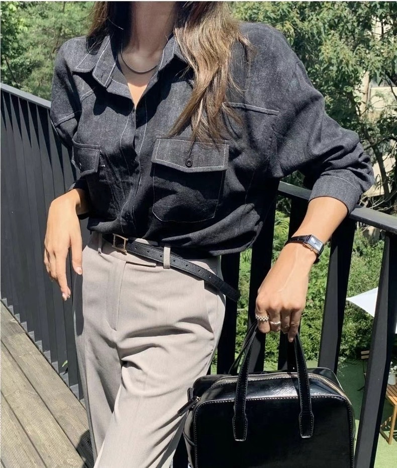 簡約車線雙口袋襯衫