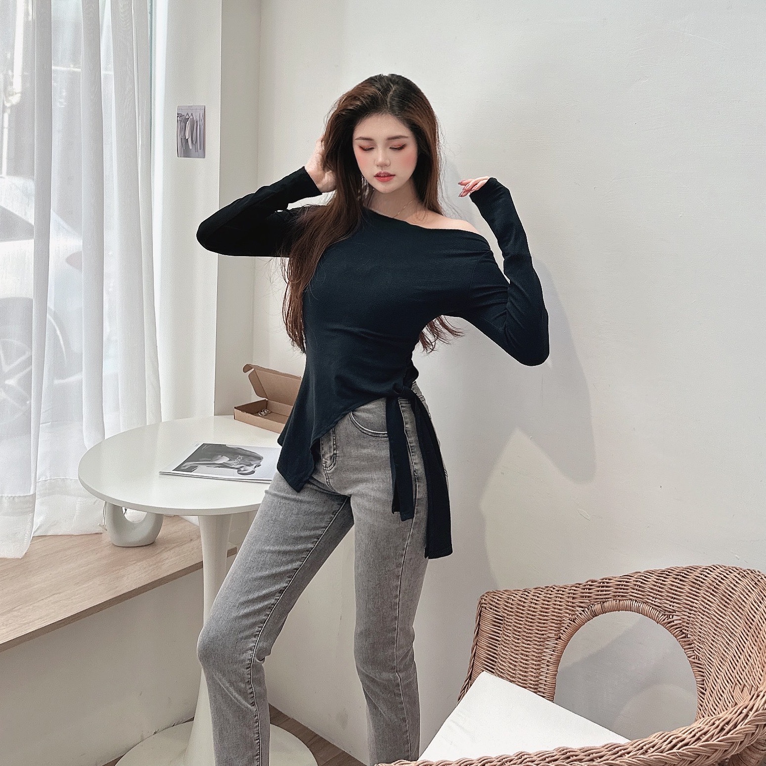 慵懶設計感綁帶上衣/四色