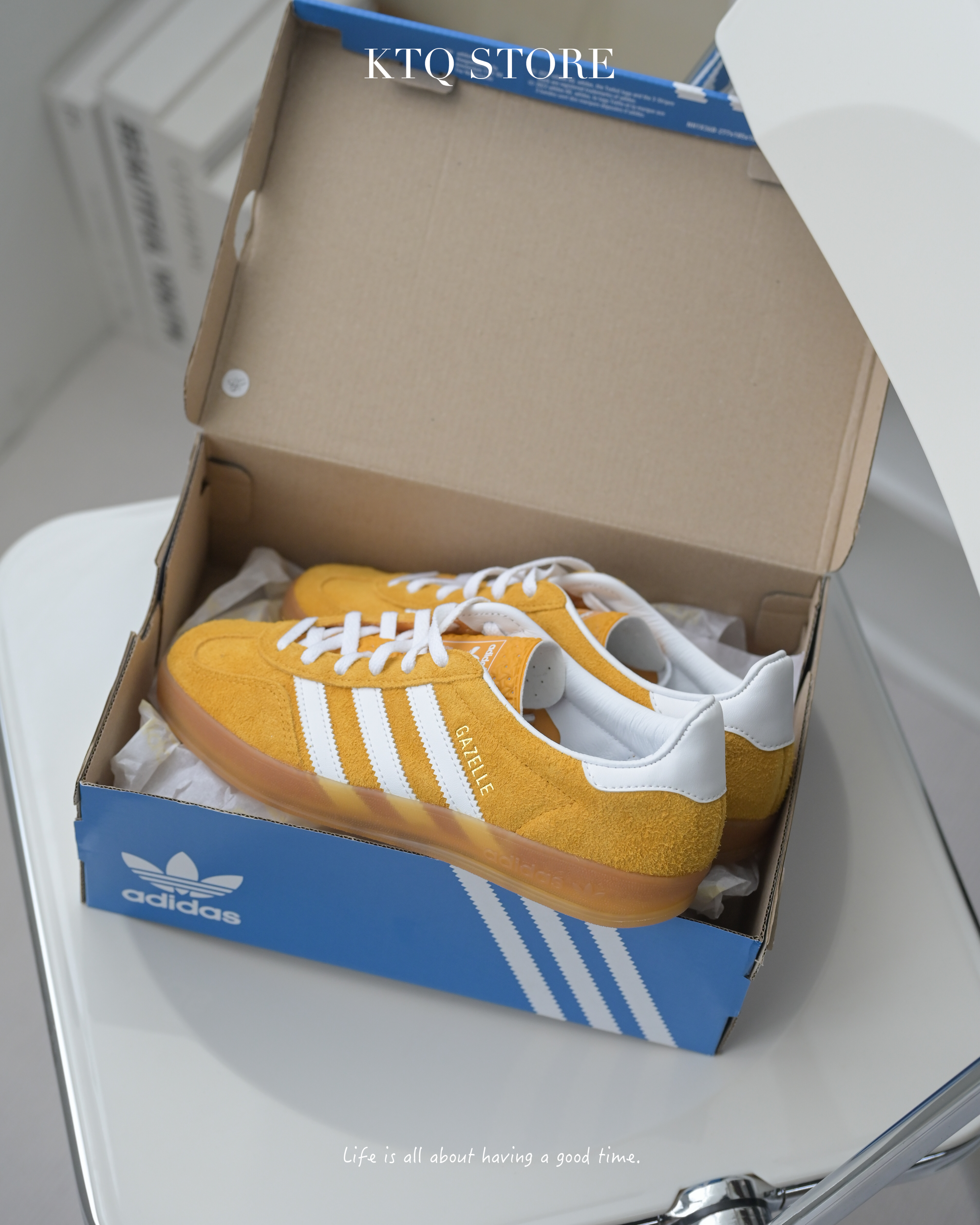 KTQ STORE ‧ ADIDAS GAZELLE INDOOR 芒果黃 黃 焦糖底 麂皮 女鞋 HQ8716