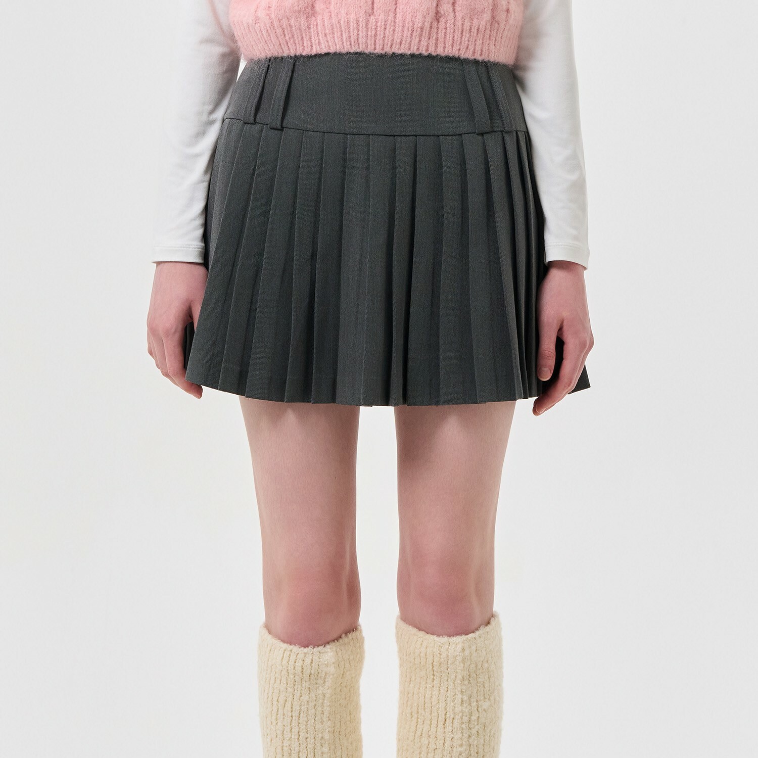 [GENERAL IDEA] FITTED YOKE PLEATED MINI SKIRT
