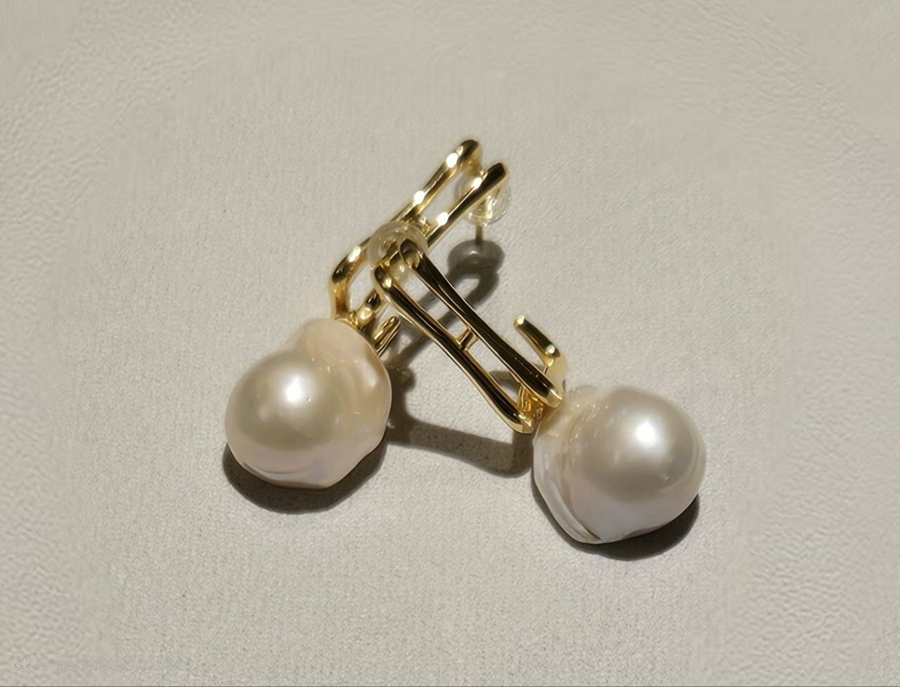 [S] GEMZ & CO NCJS SPAIN FREEFORM FRESHWATER PEARL EARRING JEWELLERY, SE4276 (Z85)