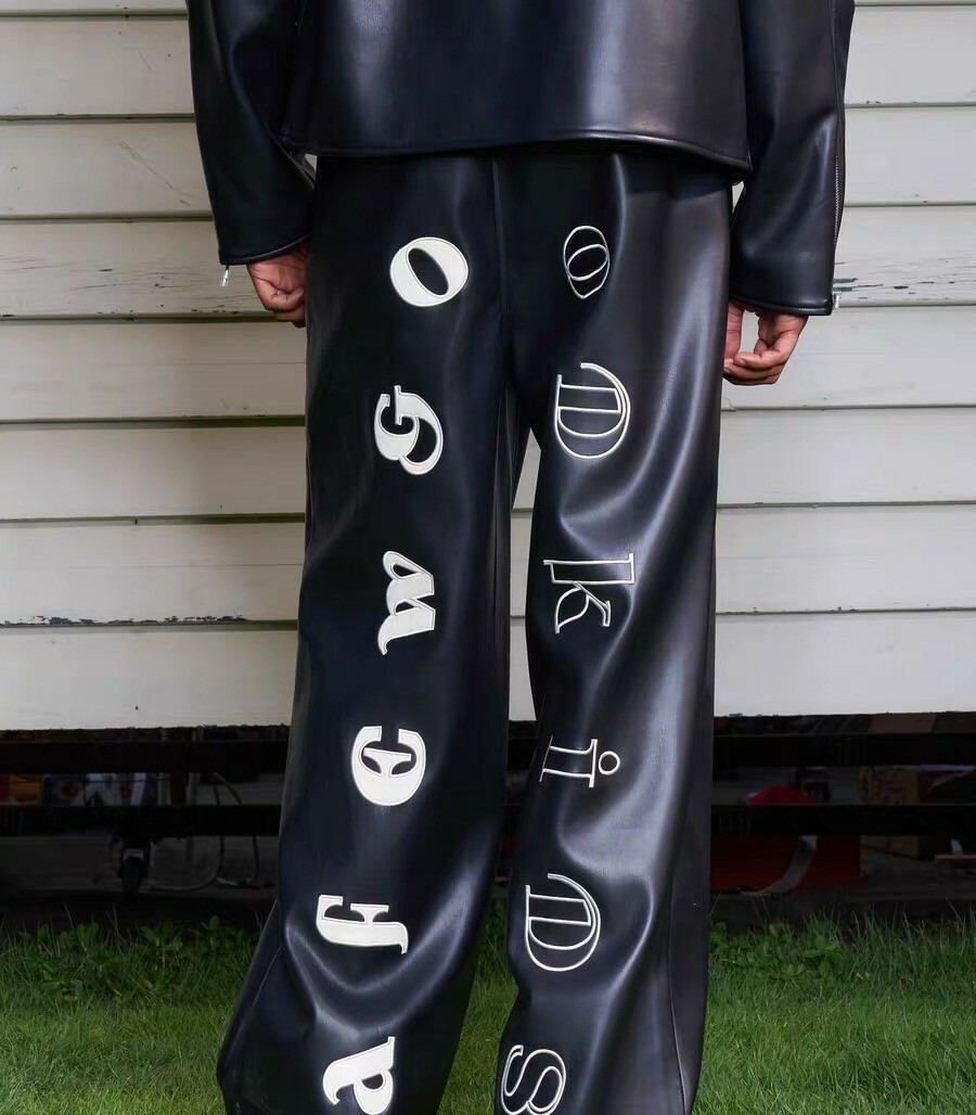 AFGK 貼皮繡微喇叭皮褲 A FEW GOOD KIDS