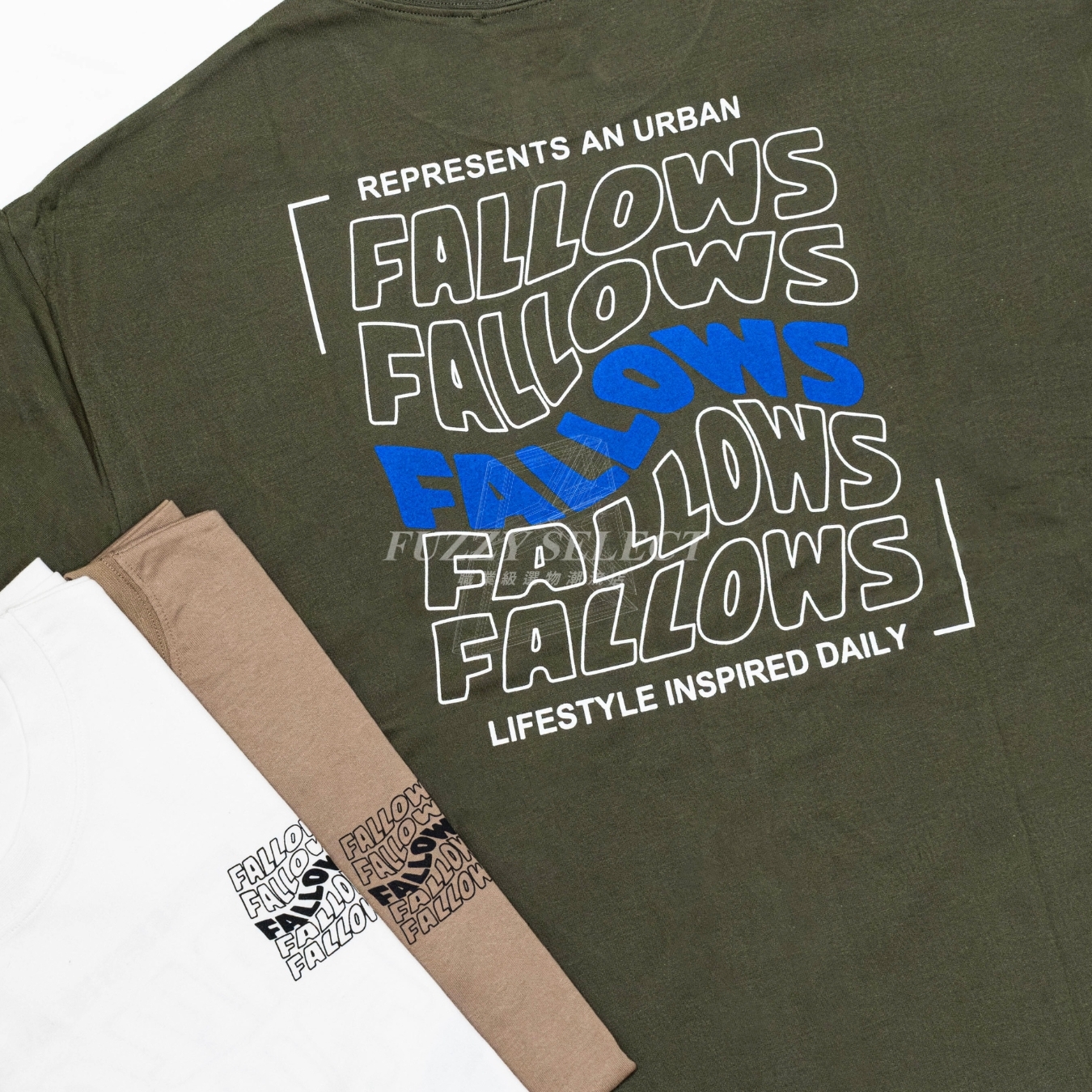 【逢甲 FUZZY】Fallows Tee 潮流 日常 美式 圖案 Logo 漸層 短T 短Tee 白 軍綠 卡其