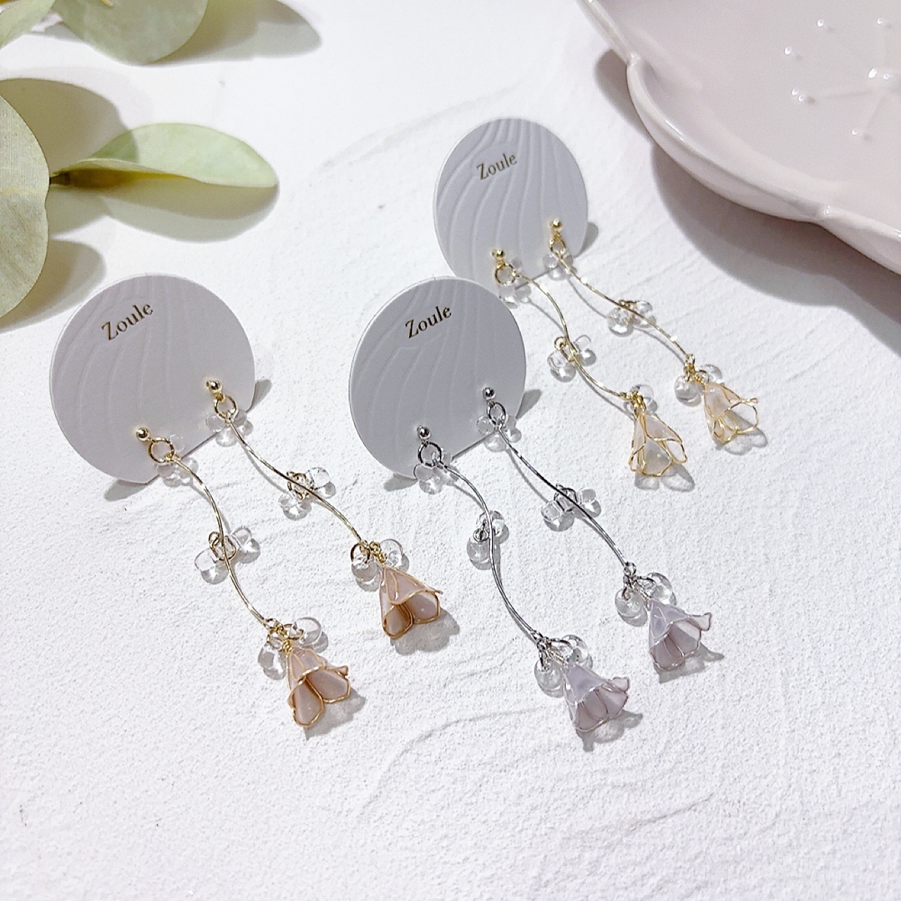 透明感牽牛花耳環