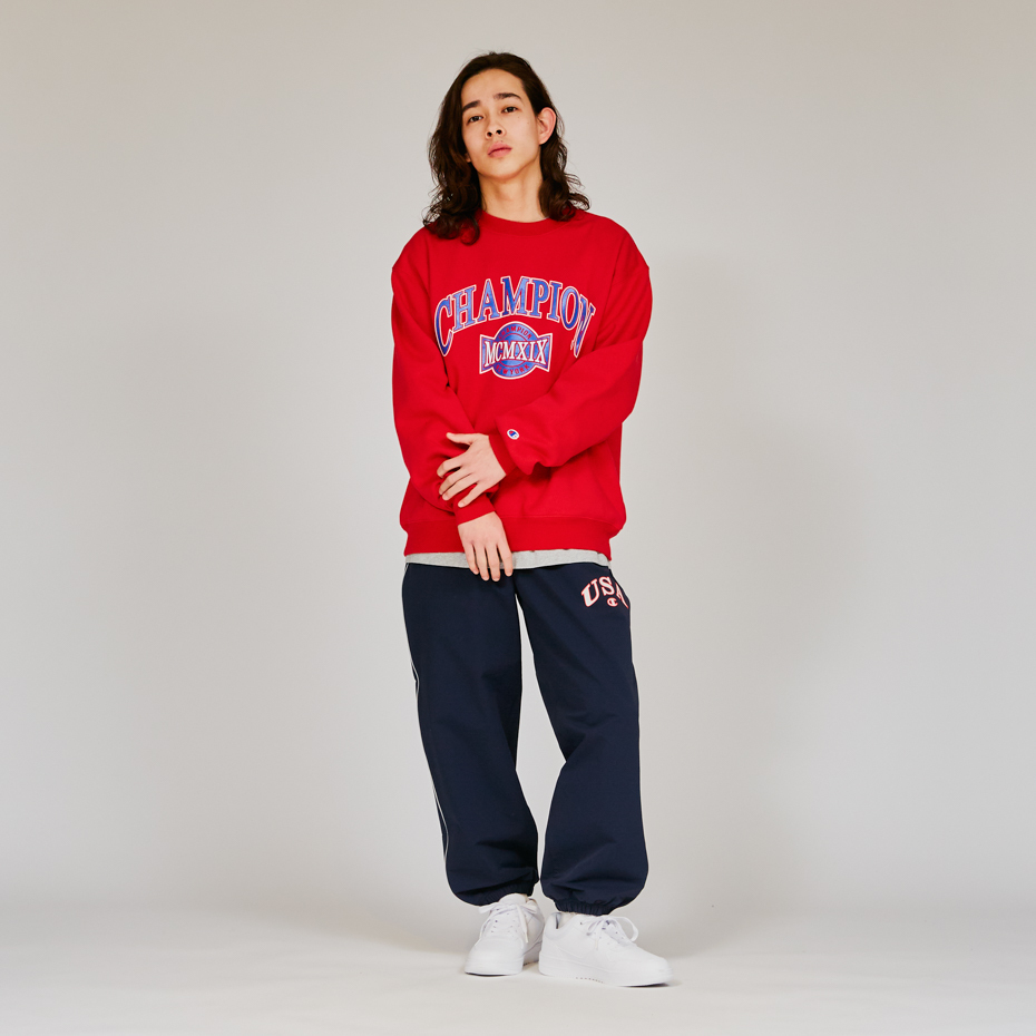 男款-ACTION STYLE系列 運動街頭印花圓領衛衣-紅色（C3-A017-950）