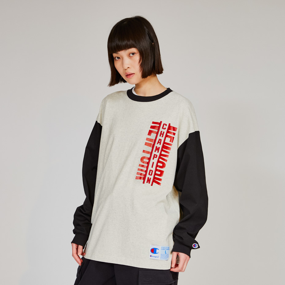 男款-ACTION STYLE系列 拼接棒球袖 寬版長袖上衣-米色（C3-A422-810）