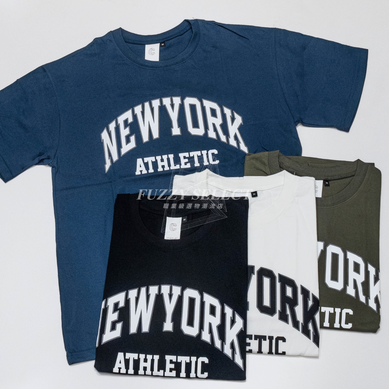 【逢甲 FUZZY】New York 紐約 Tee 潮流 日常 美式 圖案 Logo 短T 短Tee 黑 白 藍 軍綠