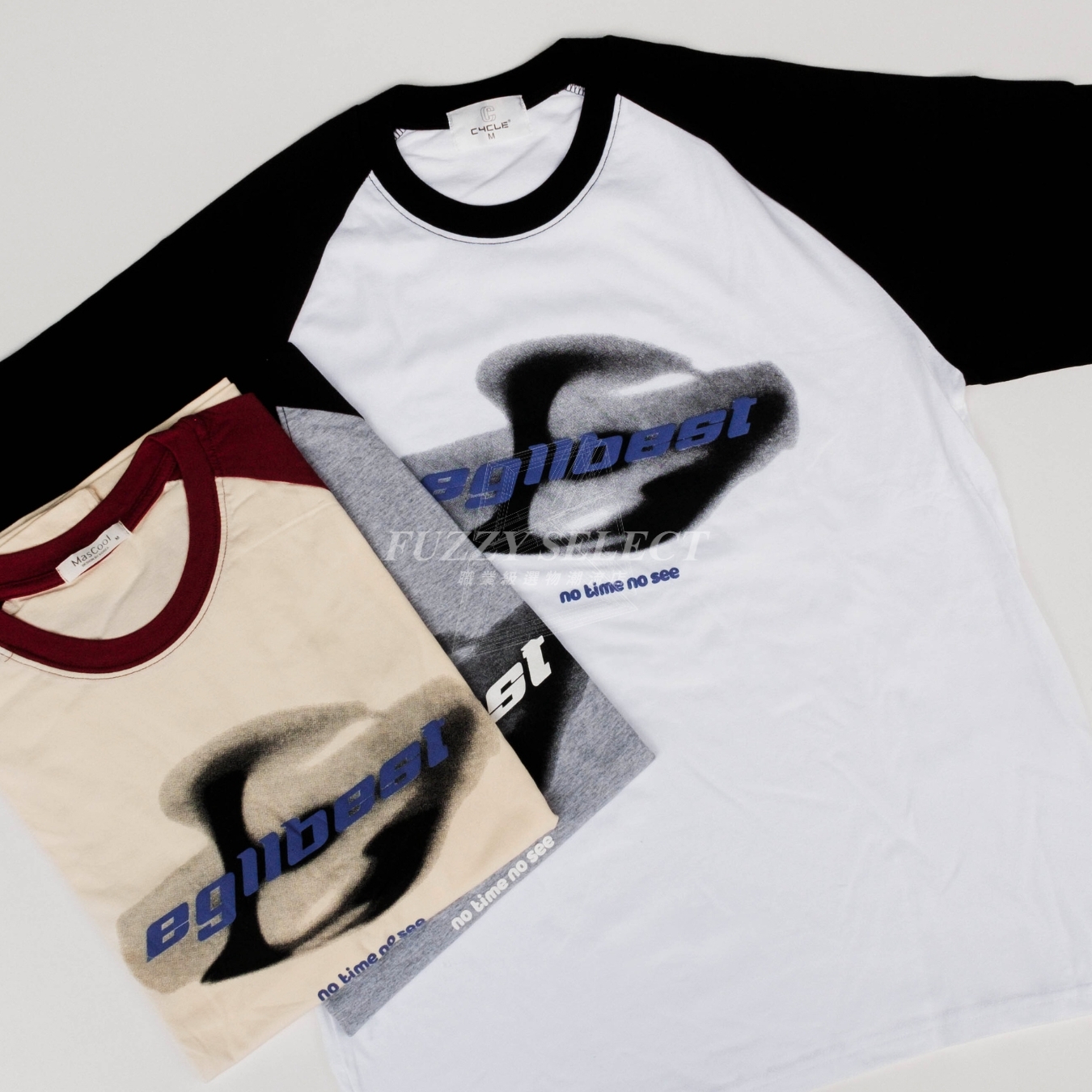 【逢甲 FUZZY】Egllbest 最佳 Tee 潮流 日常 圖案 Logo 拼接 落肩 短T 短Tee 白 灰 米