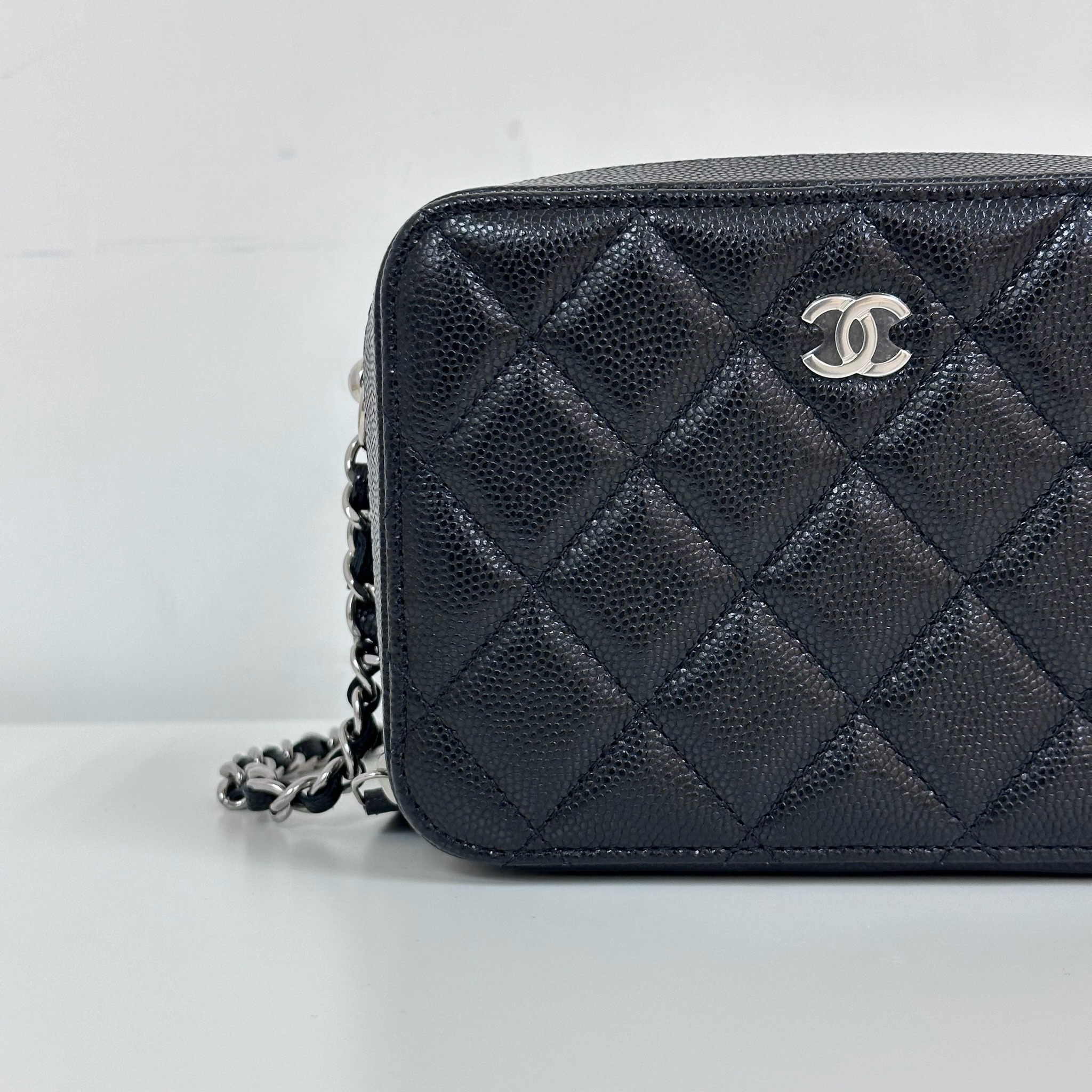 Chanel Camera Bag With Chain - Black / shw