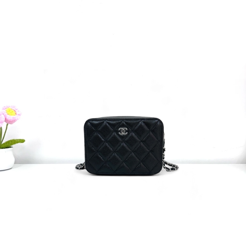 Chanel Camera Bag With Chain - Black / shw