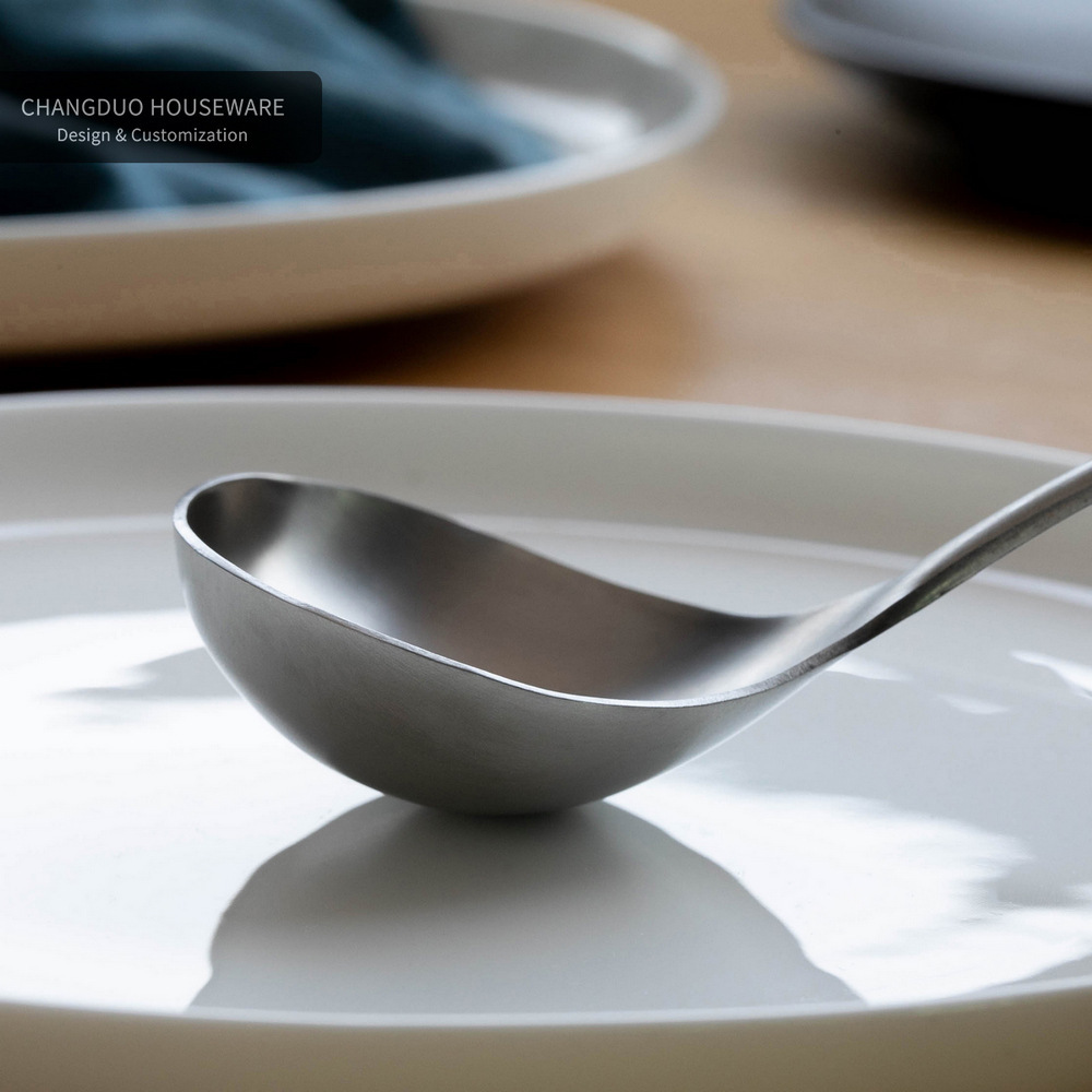 《4826》INS北歐簡約高級啞光銀湯杓