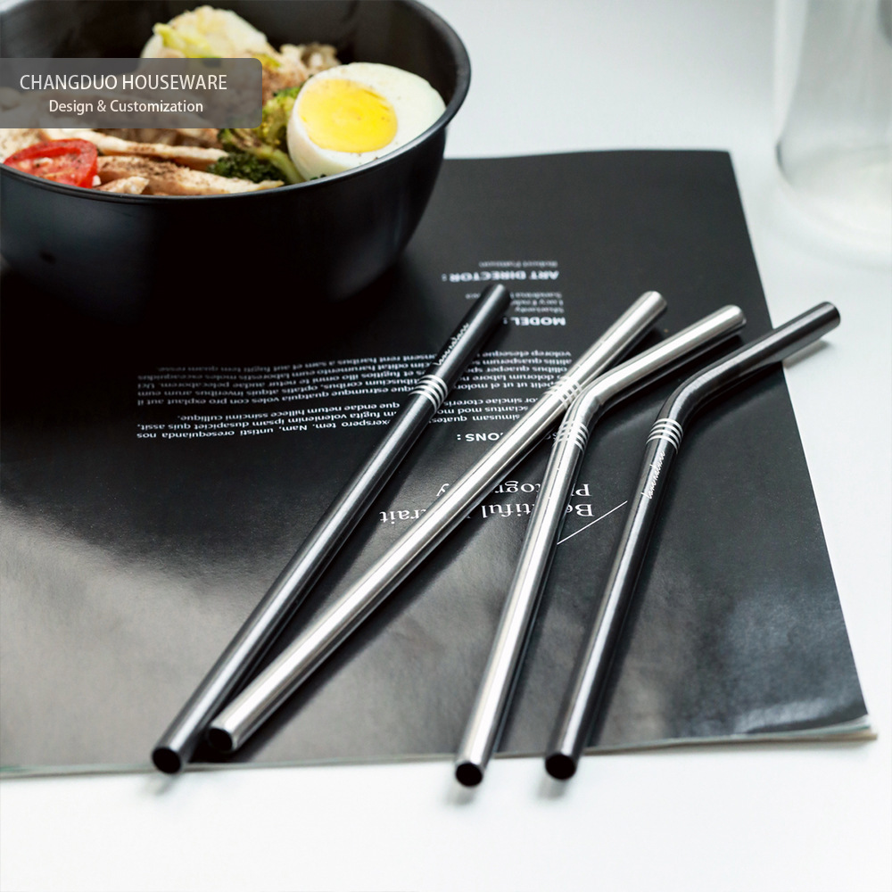 《4827》INS簡約黑色系草寫字母印花吸管