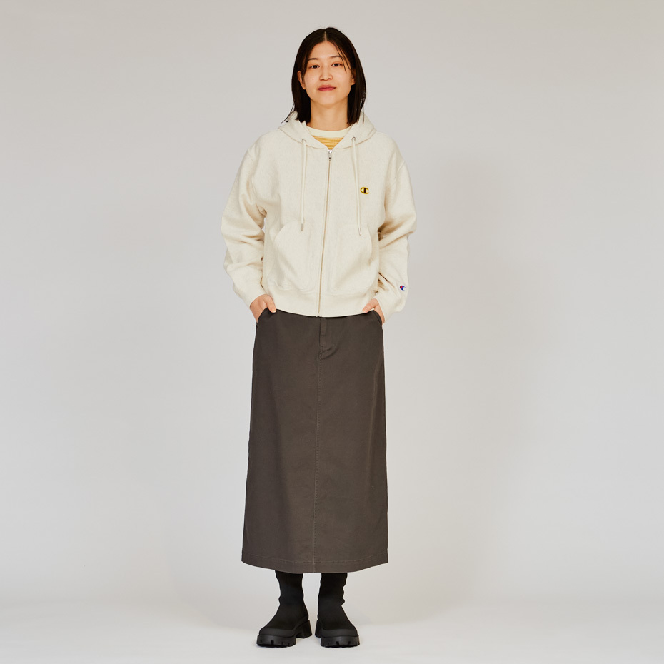 女款- CASUALA字棉質水洗工裝長裙-軍綠（CW-A207-655）