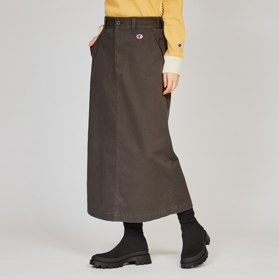 女款- CASUALA字棉質水洗工裝長裙-軍綠（CW-A207-655）