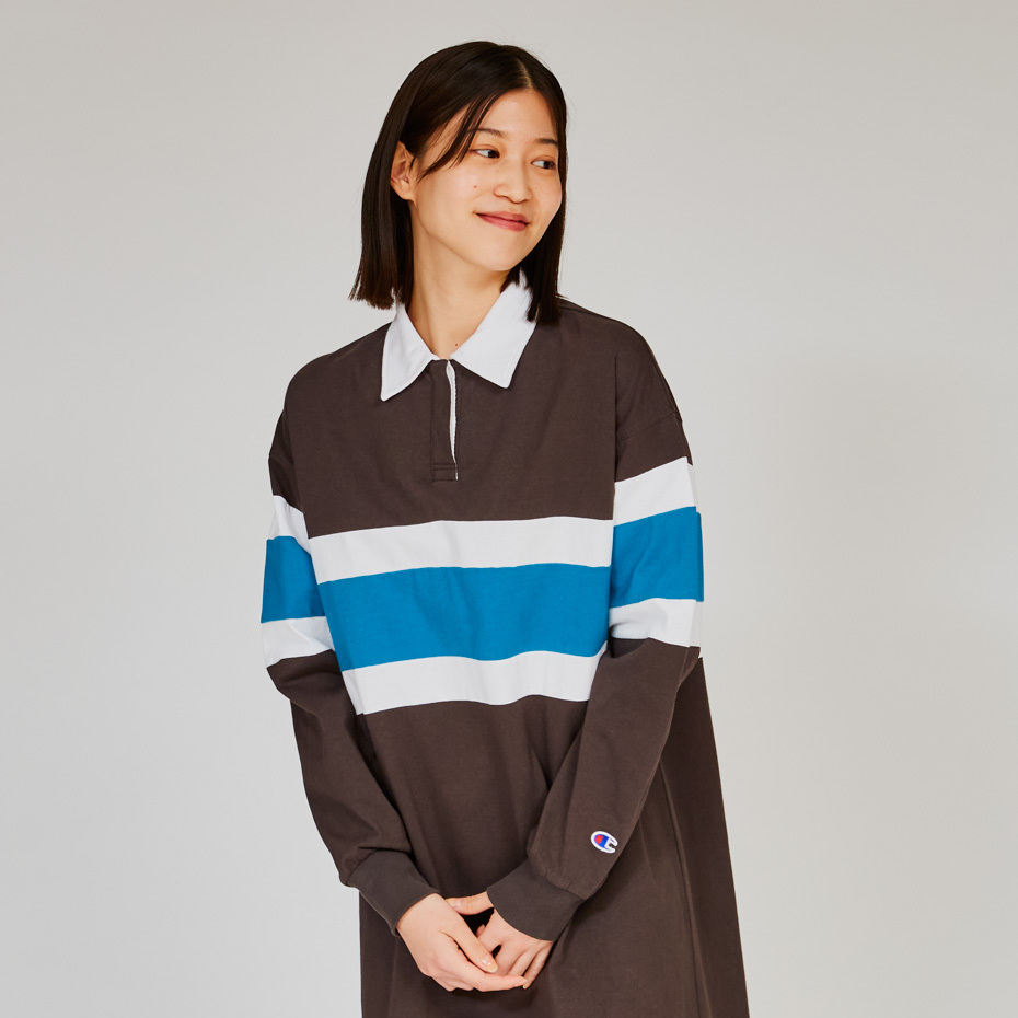 女款-CASUAL學院風休閒POLO長袖洋裝-黑色（CW-A403-055）