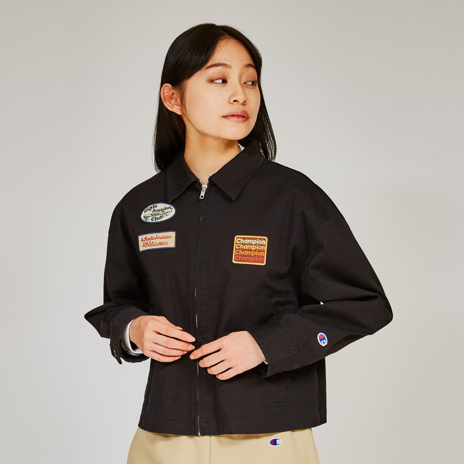 女款 -CASUAL復古布章布勞森夾克-黑色（CW-A601-090）