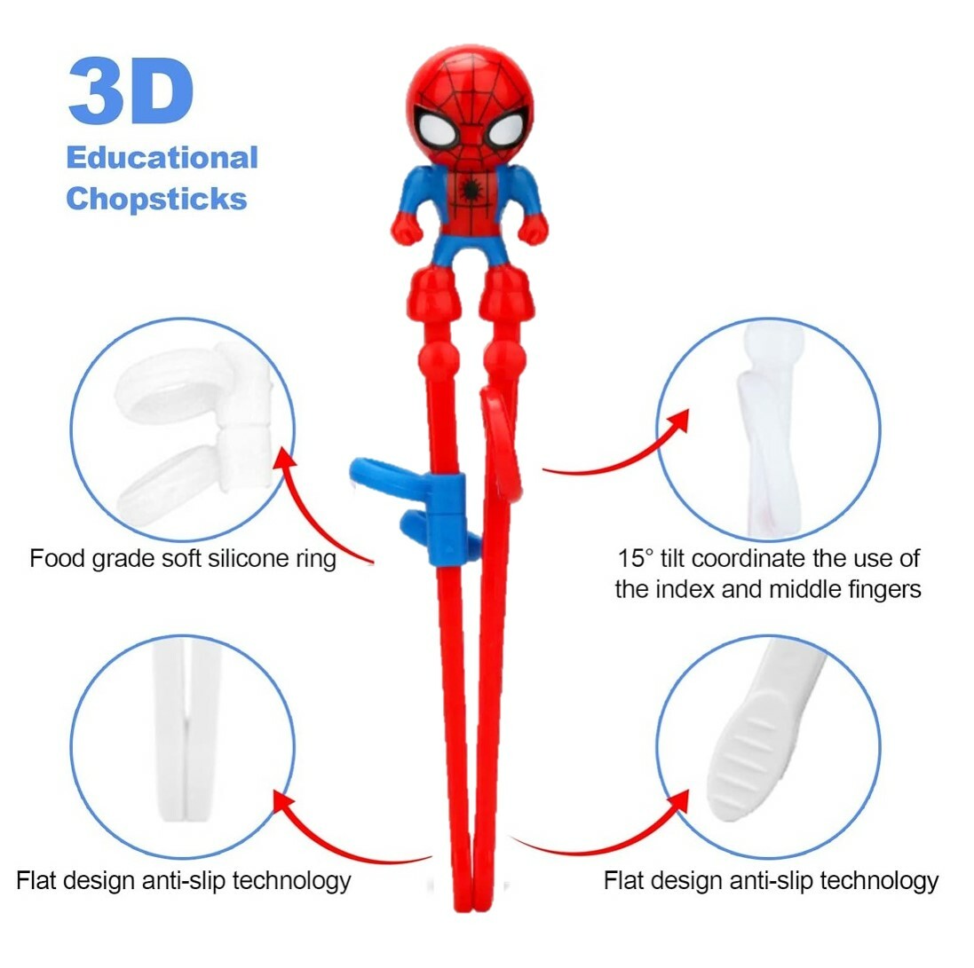 Marvel |3D幼兒學習筷子|蜘蛛俠 (三階段合一)