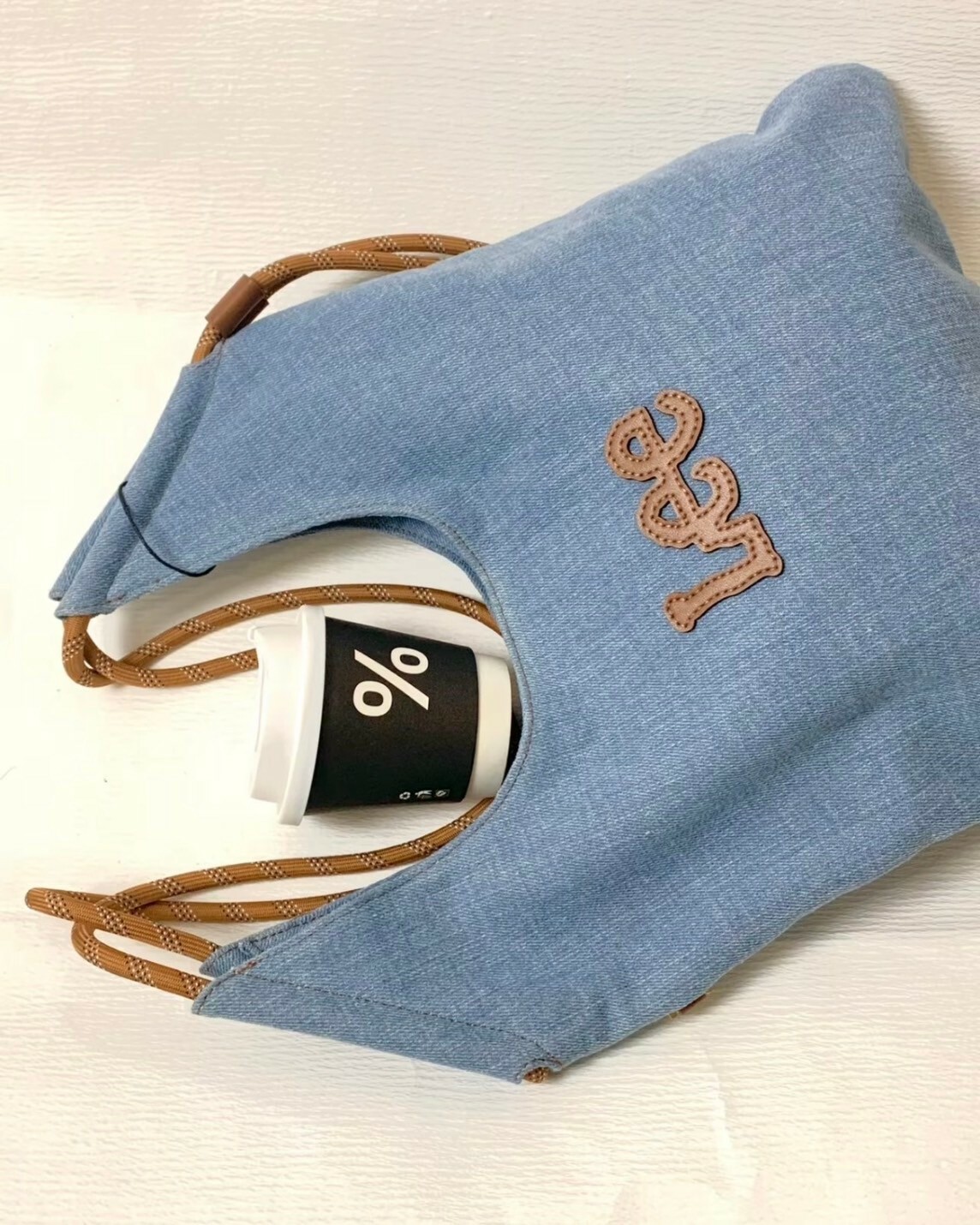 Lee 休閒帆布包 牛仔藍/米白 單肩包 斜跨包 托特包 MIUMIU平替 背帶可調