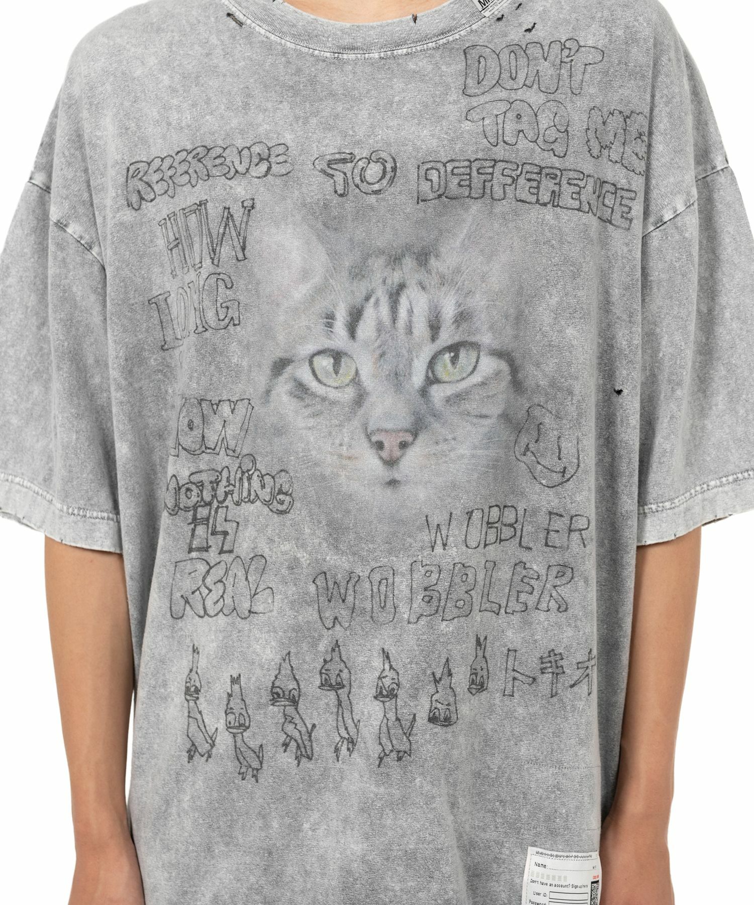 MAISON MIHARA YASUHIRO MMY 2024 A/W DISTRESSED CAT PRINT T-SHIRT -  GREY PRE ORDER ITEM (預訂中)