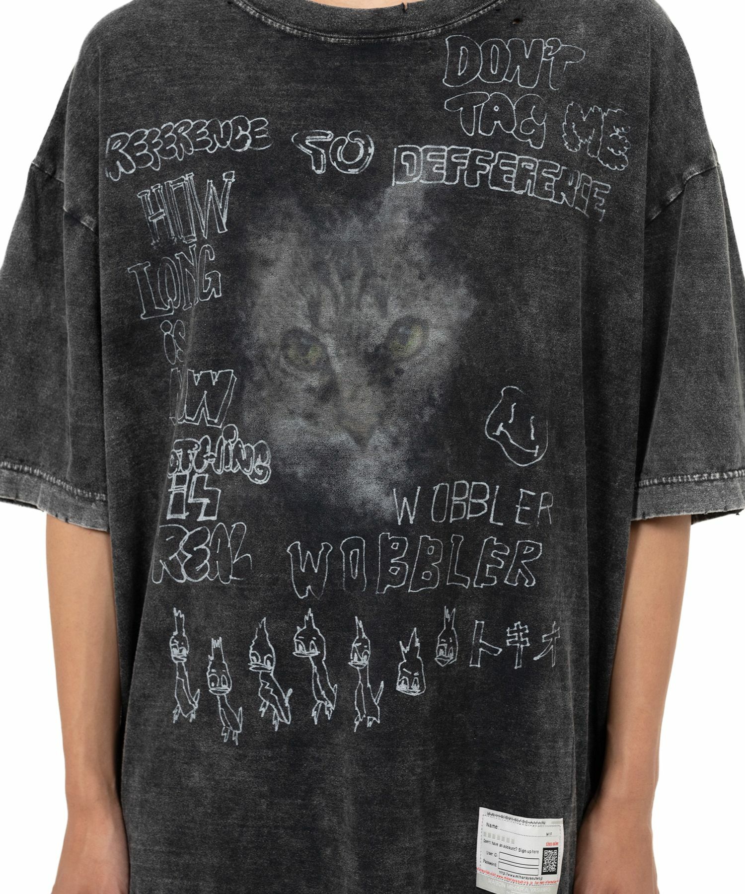 MAISON MIHARA YASUHIRO MMY 2024 A/W DISTRESSED CAT PRINT T-SHIRT -  BLACK PRE ORDER ITEM (預訂中)