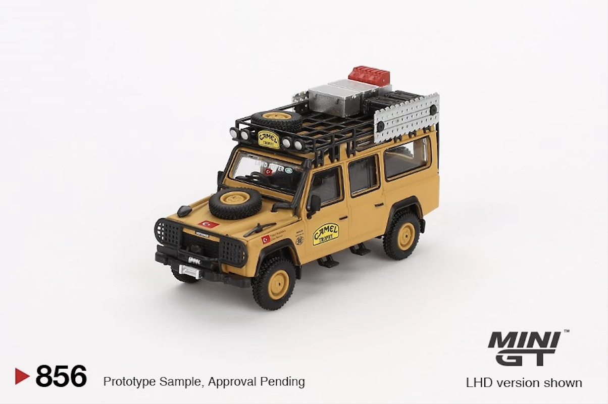 【預訂】Mini GT #856 Land Rover Defender 110   1989 Camel Trophy Amazon Team Turkey   Turkey Exclusive  LHD / Blister Packaging