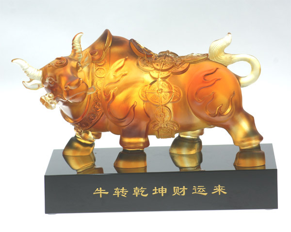 鹿港窯禮品館│提升運勢的藝術品：扭轉乾坤+黑水晶座琉璃擺飾