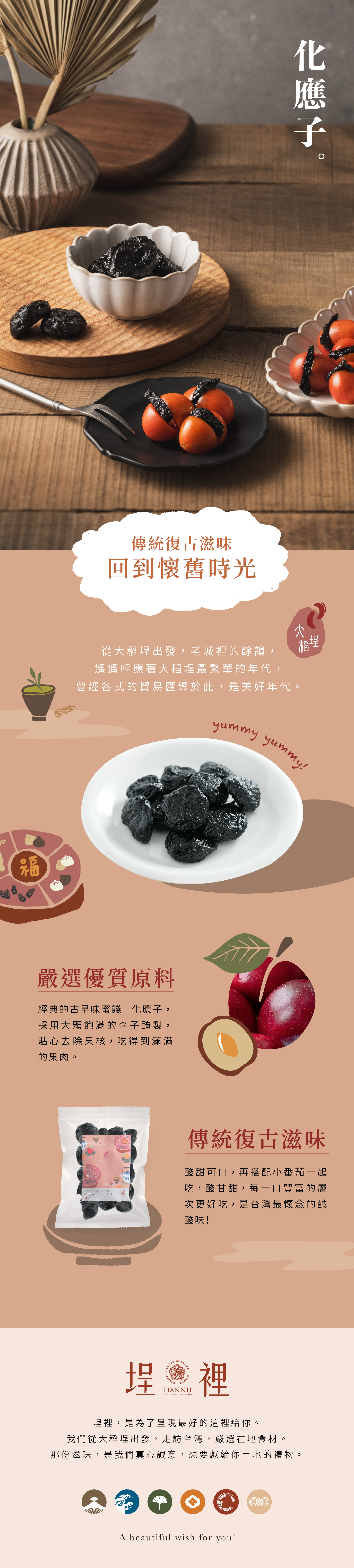 經典的古早味蜜餞-化應子，採用大顆飽滿的李子醃製