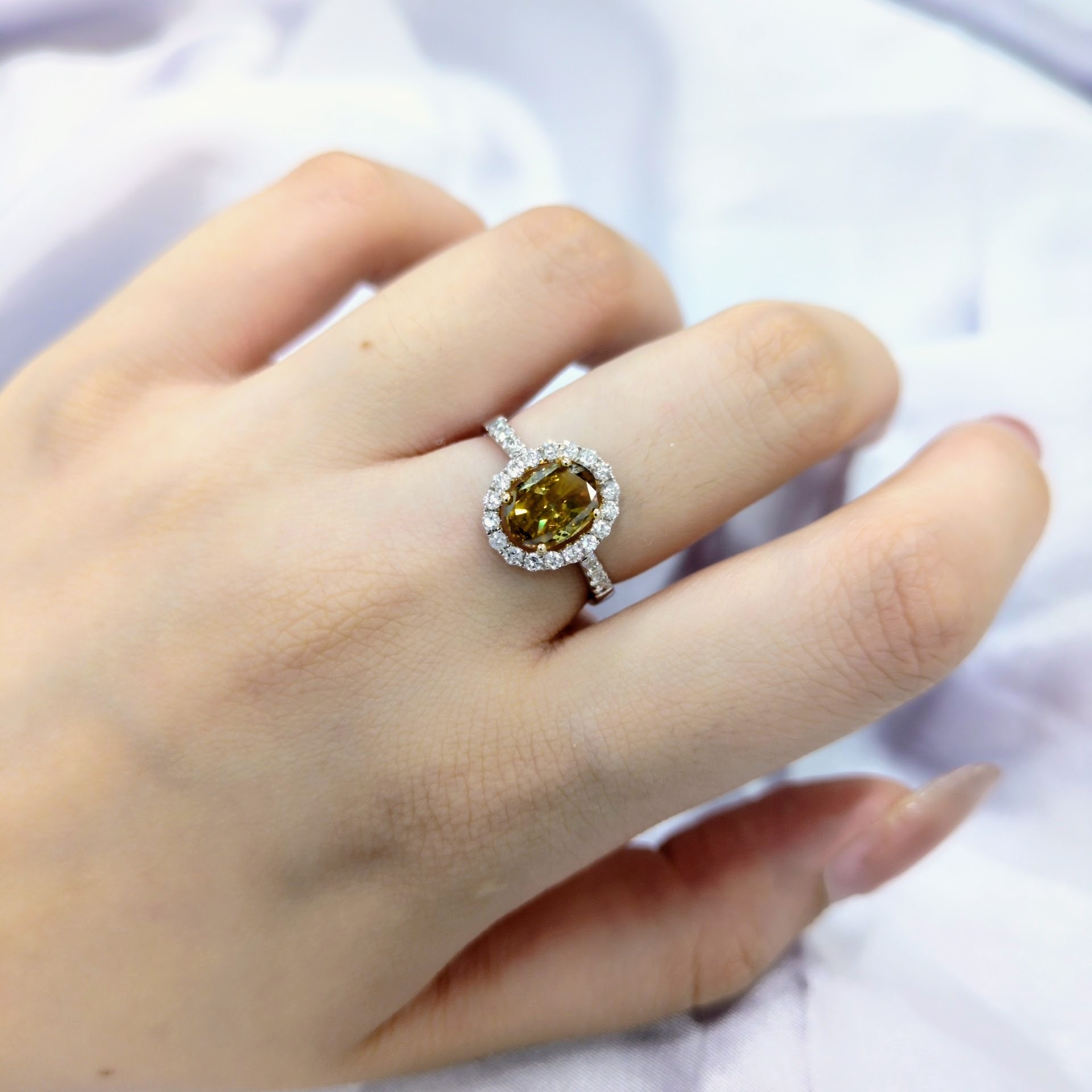 18K Gold 1.01ct Fancy Orange Brown Diamond Ring