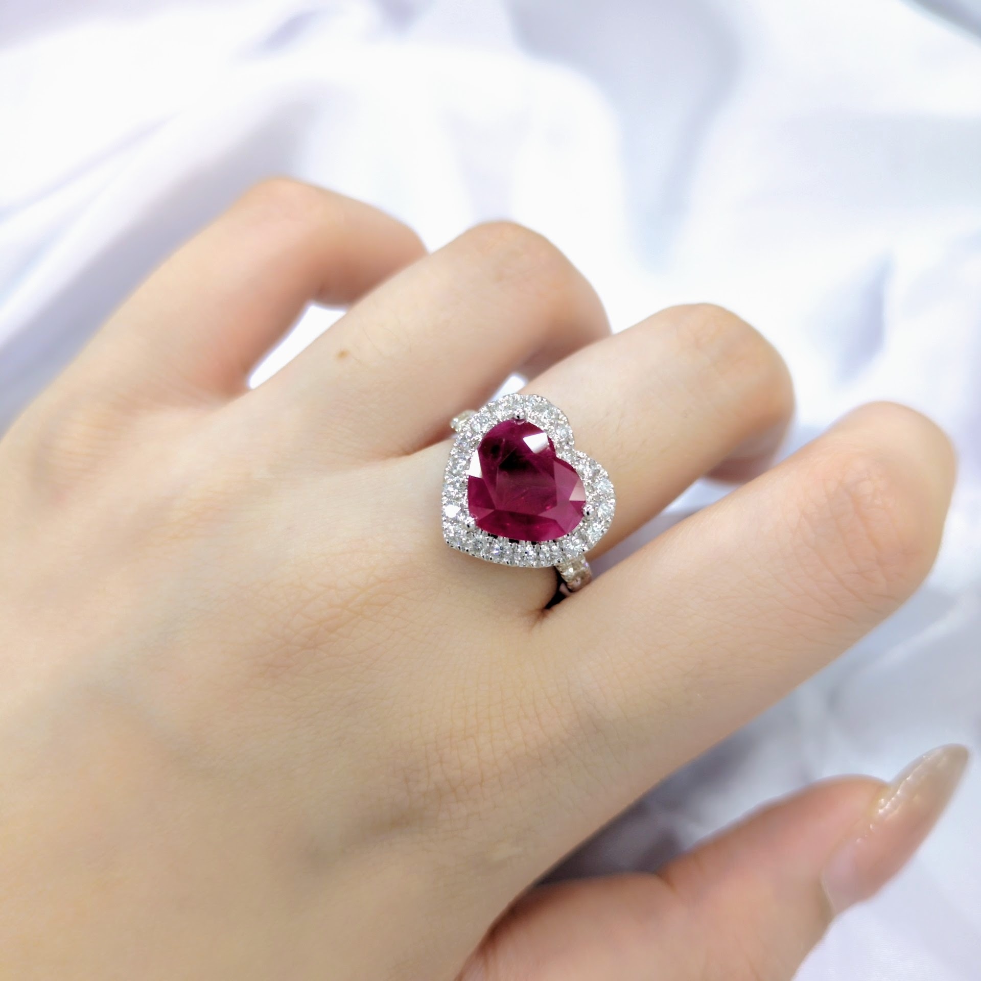 18K White Gold 3.08ct Ruby and Diamond Ring