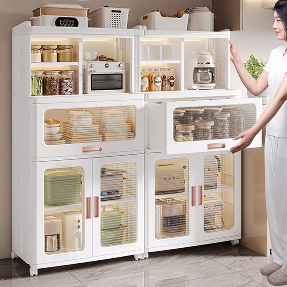 【AOTTO】65面寬磁吸開門附輪廚房收納櫃(AT-204)