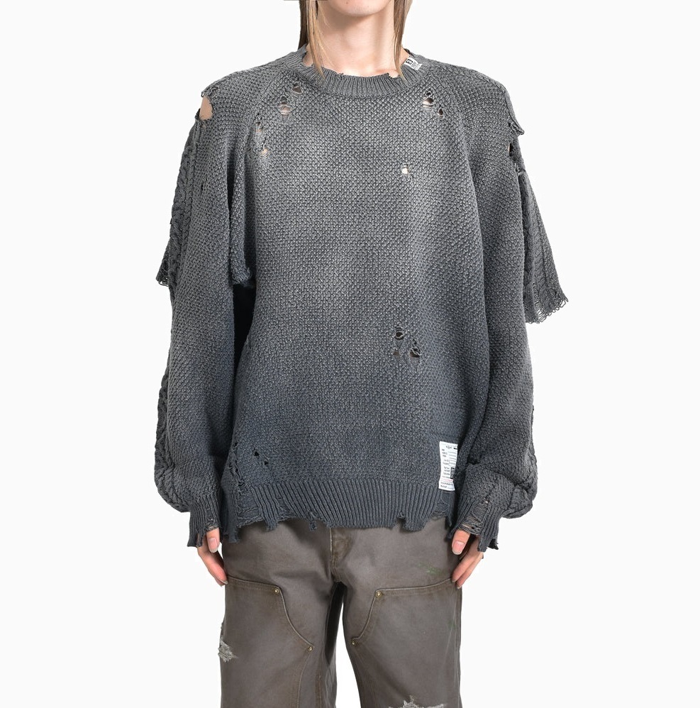 MAISON MIHARA YASUHIRO MMY 2024 A/W SUN FADED LIKE KNIT SWEATER - BLACK PRE ORDER ITEM (預訂中)
