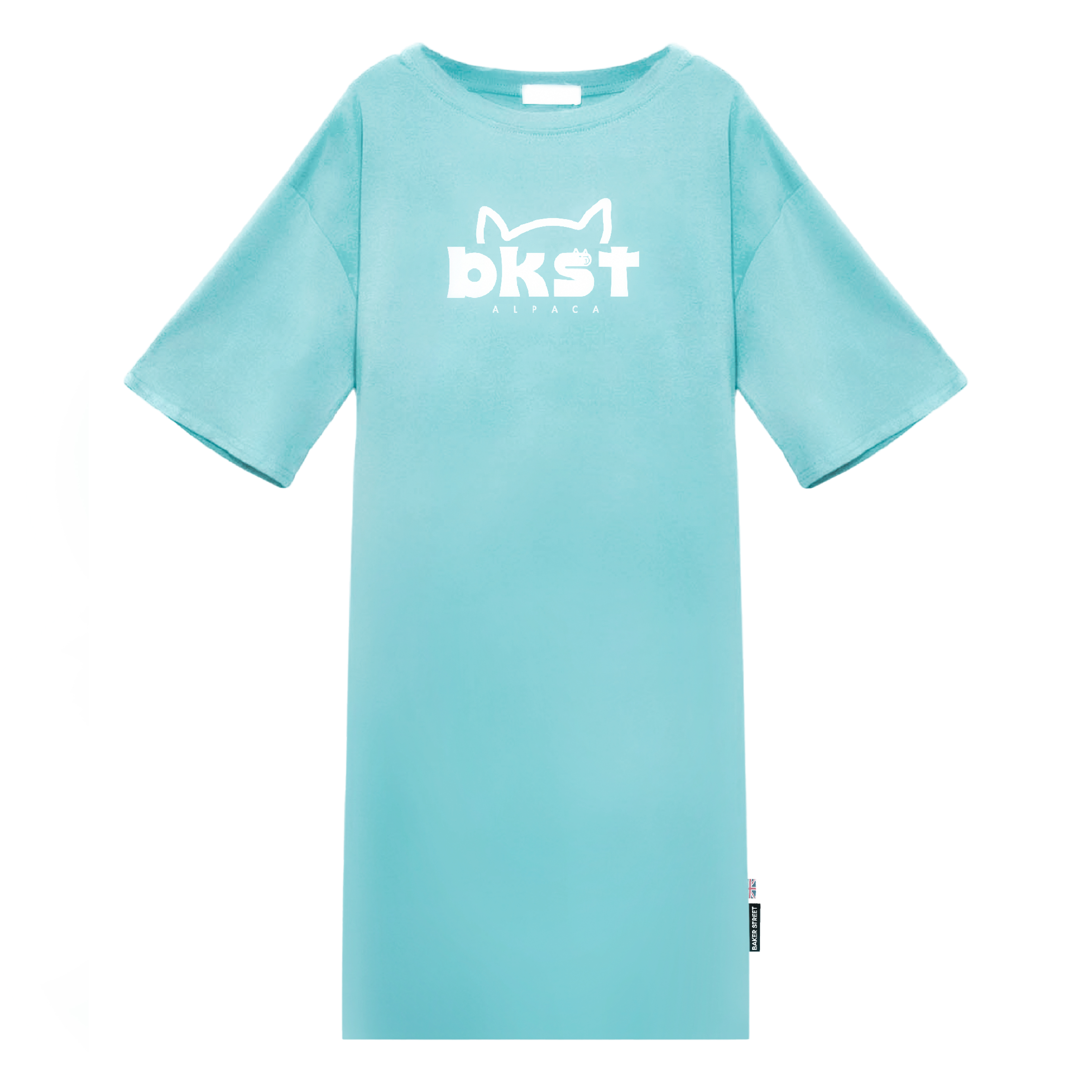 羊駝頭英文字冰瓷棉女長洋裝