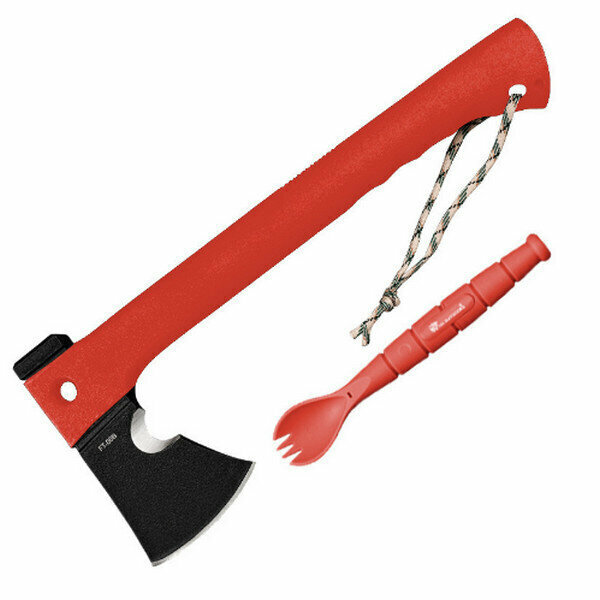 NEW MULTIFUNCTIONAL CAMPING EMERGENCY SELF-DEFENSE AXE FT-08 / ORANGE (35.5CM TOTAL LENGTH)