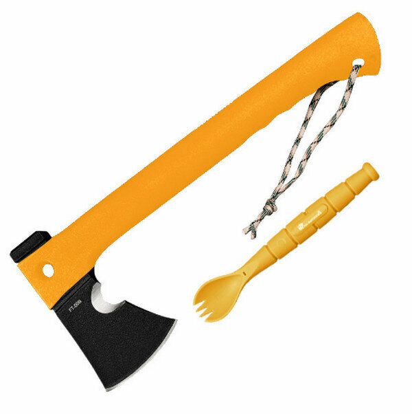 NEW MULTIFUNCTIONAL CAMPING EMERGENCY SELF-DEFENSE AXE FT-08 / YELLOW (35.5CM TOTAL LENGTH.)
