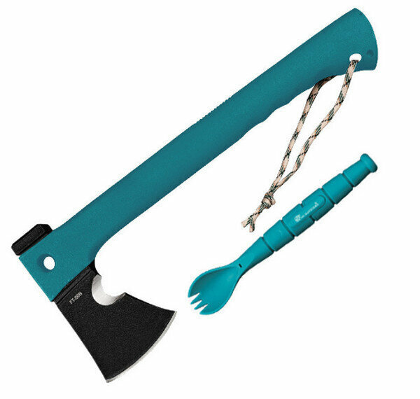 NEW MULTIFUNCTIONAL CAMPING EMERGENCY SELF-DEFENSE AXE FT-08 / BLUE (35.5CM TOTAL LENGTH)
