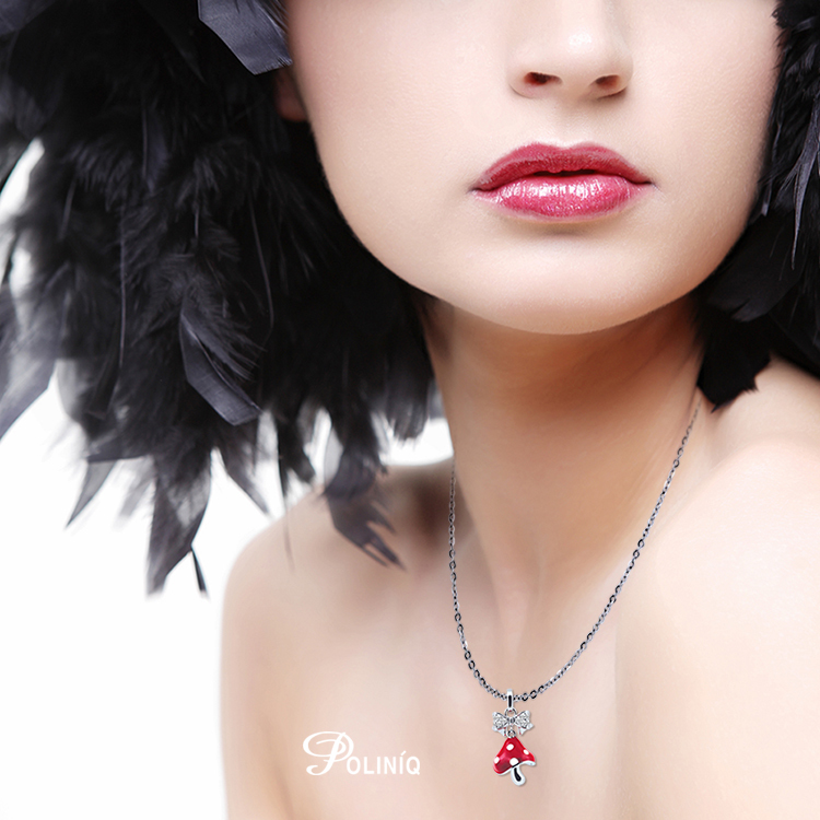 925純銀「超級紅蘑菇」項墜+贈白鋼項鍊-ADSDP0030