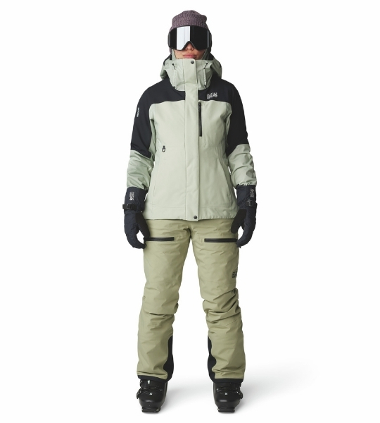 Mountain Hardwear / 硬殼防水外套 / 女款 Powder Maven™ Jacket / 鼠尾草白/螳螂綠/黑 (MHW2092901341)