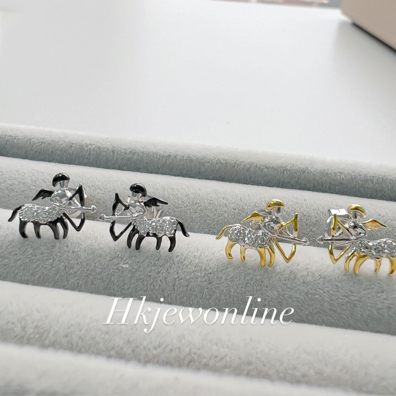 ♐️ 14K White Gold Diamond Sagittarius Earrings