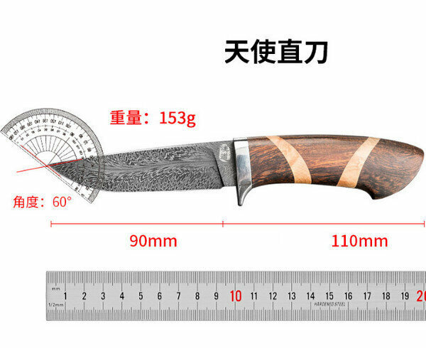 Hot sale Damascus feather pattern straight knife <DM-024>angel