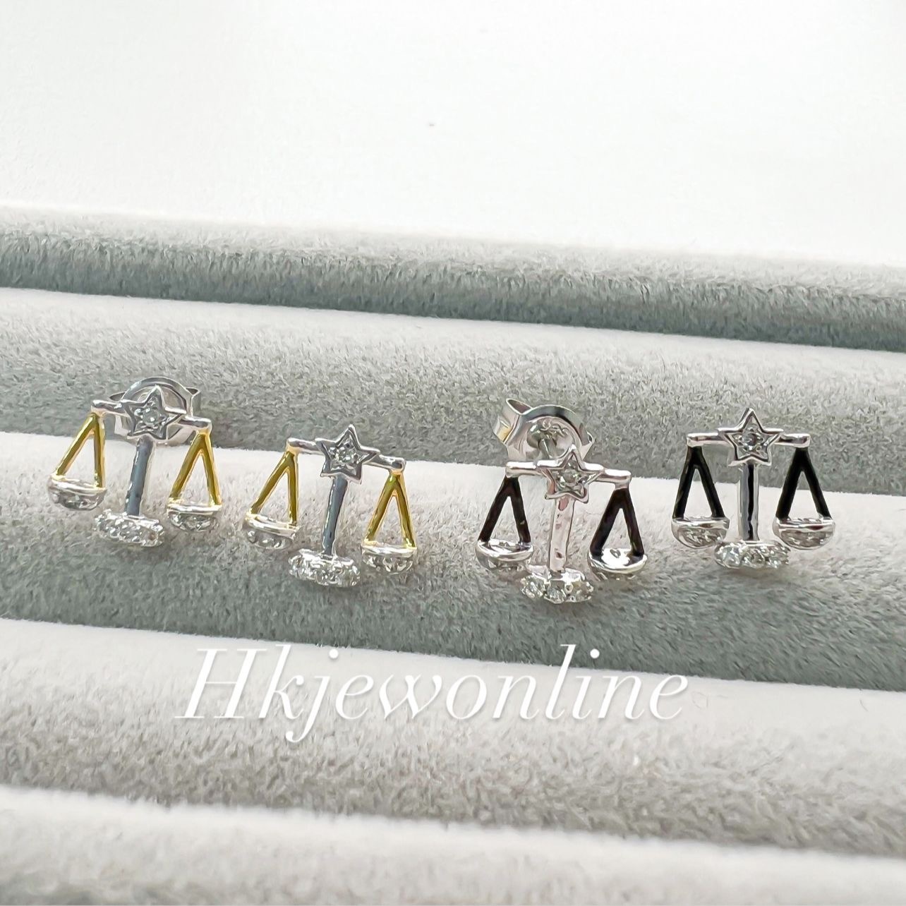 ♎️ 14K White Gold Diamond Libra Earrings